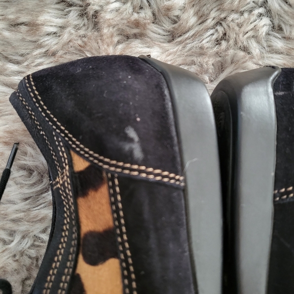 Attilio Giusti Leombruni Vintage Leopard Print Pony Hair Black Suede Size 38 - Picture 3 of 9